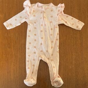 🫐3/$30 Rabbit + Bear Organic Pink Peach Baby Footie size 0-3m